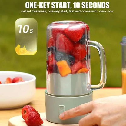 Mini Portable Juicer 2-in-1 | USB Rechargeable Juicer with 6 Rotating Sharp Blades | High-Speed Juicer