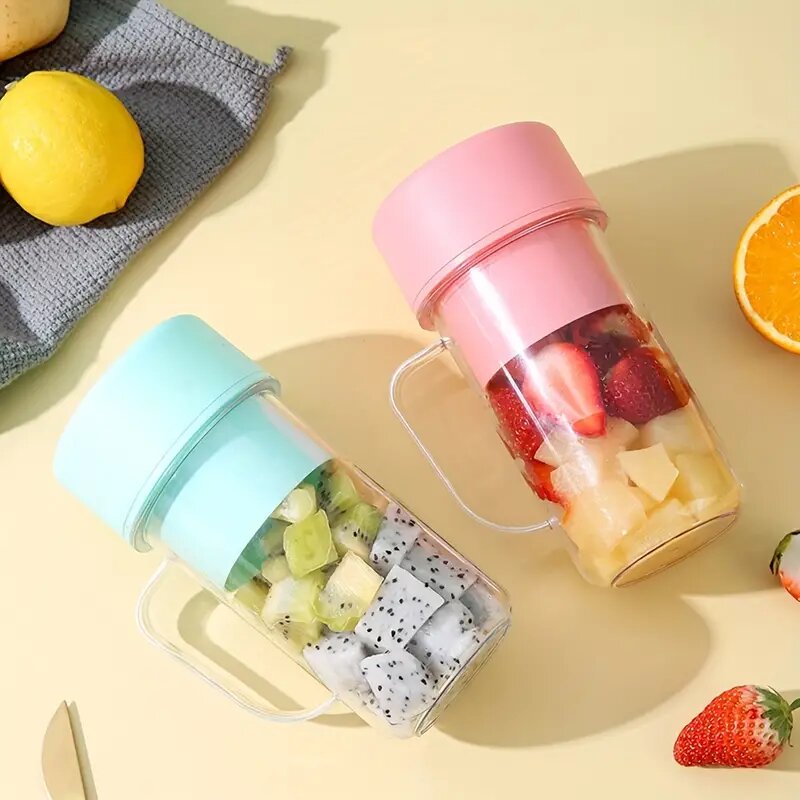 Mini Portable Juicer 2-in-1 | USB Rechargeable Juicer with 6 Rotating Sharp Blades | High-Speed Juicer