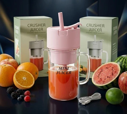 Mini Portable Juicer 2-in-1 | USB Rechargeable Juicer with 6 Rotating Sharp Blades | High-Speed Juicer